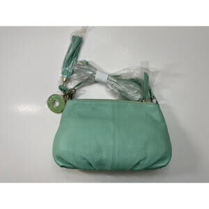 Isaac Mizrahi Leather Crossbody Bag Mint Green Compact Stylish Design
